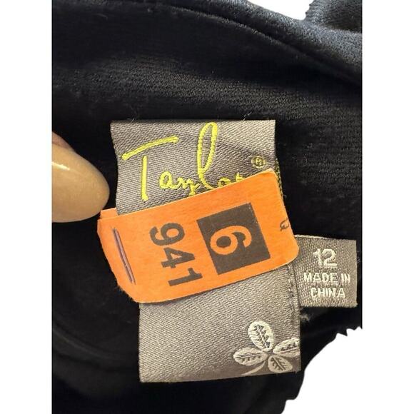 TAYLOR Audrey Hepburn Style Black Ruffle Little Black Dress Size 12 Sleeveless - Picture 8 of 8